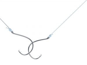 two connected fish hooks